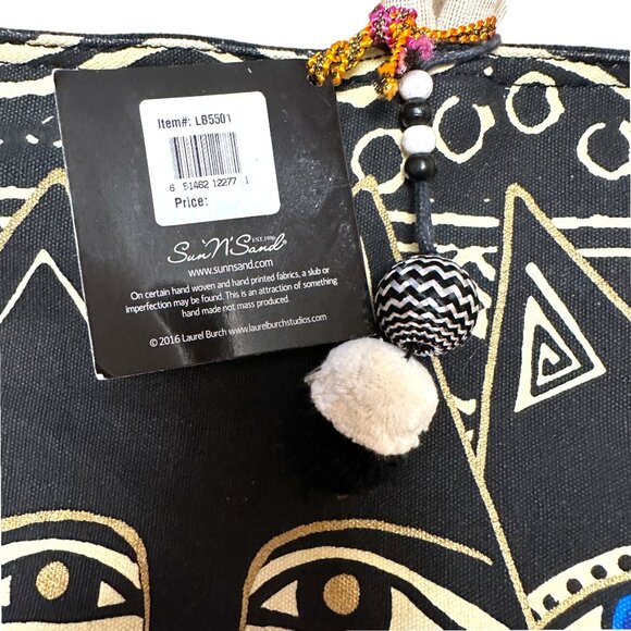 Laurel Burch Sun 'N Sand Extra Large Canvas Tote Top Zipped | Book Tote Bag Cats - Picture 5 of 15